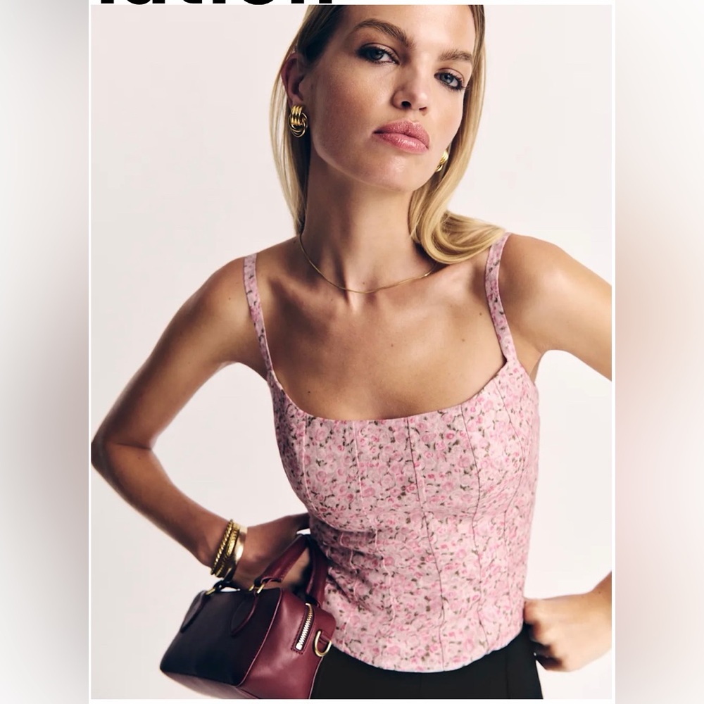 Reformation Hattie Linen Top Pink - Size 6
